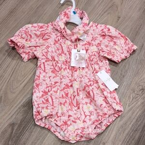 Nwt Jessica Simpson Pink Floral Girls Bubble Romper Size 24m